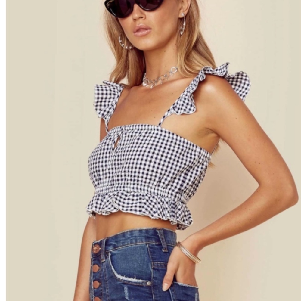 Planet blue ruffle gingham top - Picture 2 of 3